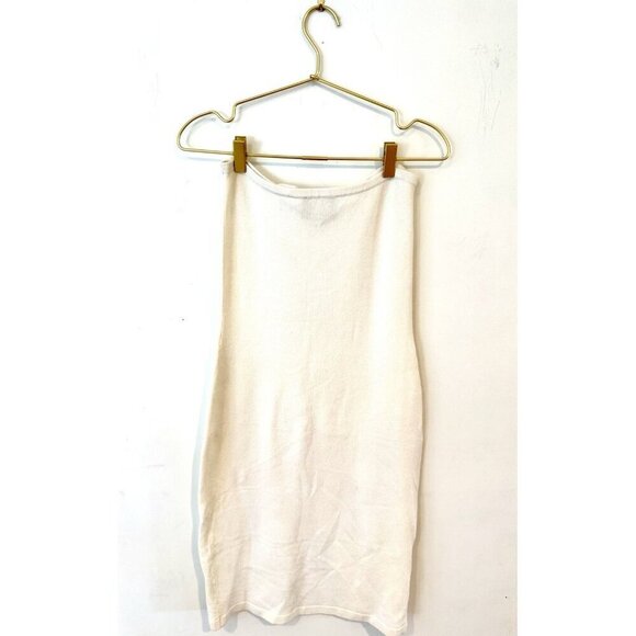 Finity Petites Bodycon White Dress Knit Y2K Strapless - Picture 4 of 5